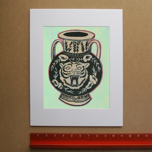 Tiger Amphora Fine Art Print - Mint Green
