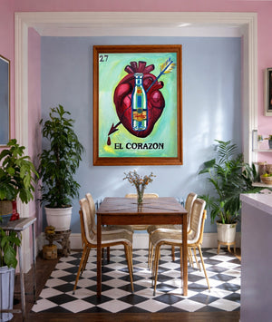 Topo Chico Loteria El Corazon shown framed by Crum Art