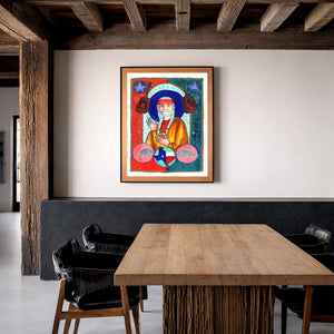 Saint Willie Nelson Texas shown framed by Crum Art