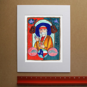 Saint Willie Nelson art print by Caya Crum, hand-signed vertical fine art print
