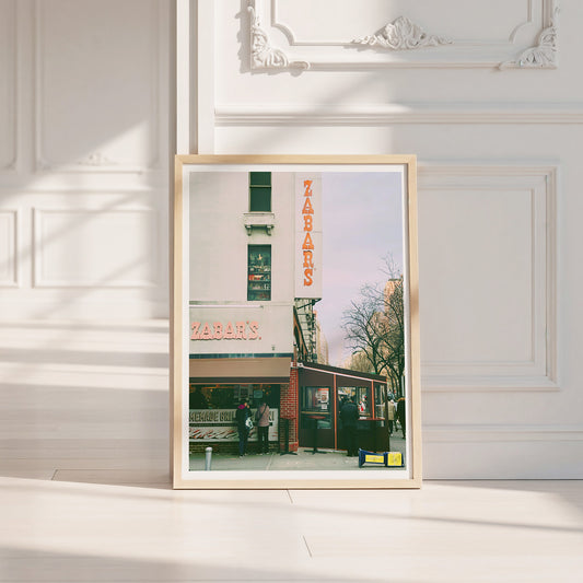 Zabar's NYC art print by Caya Crum — neutral frame room mockup