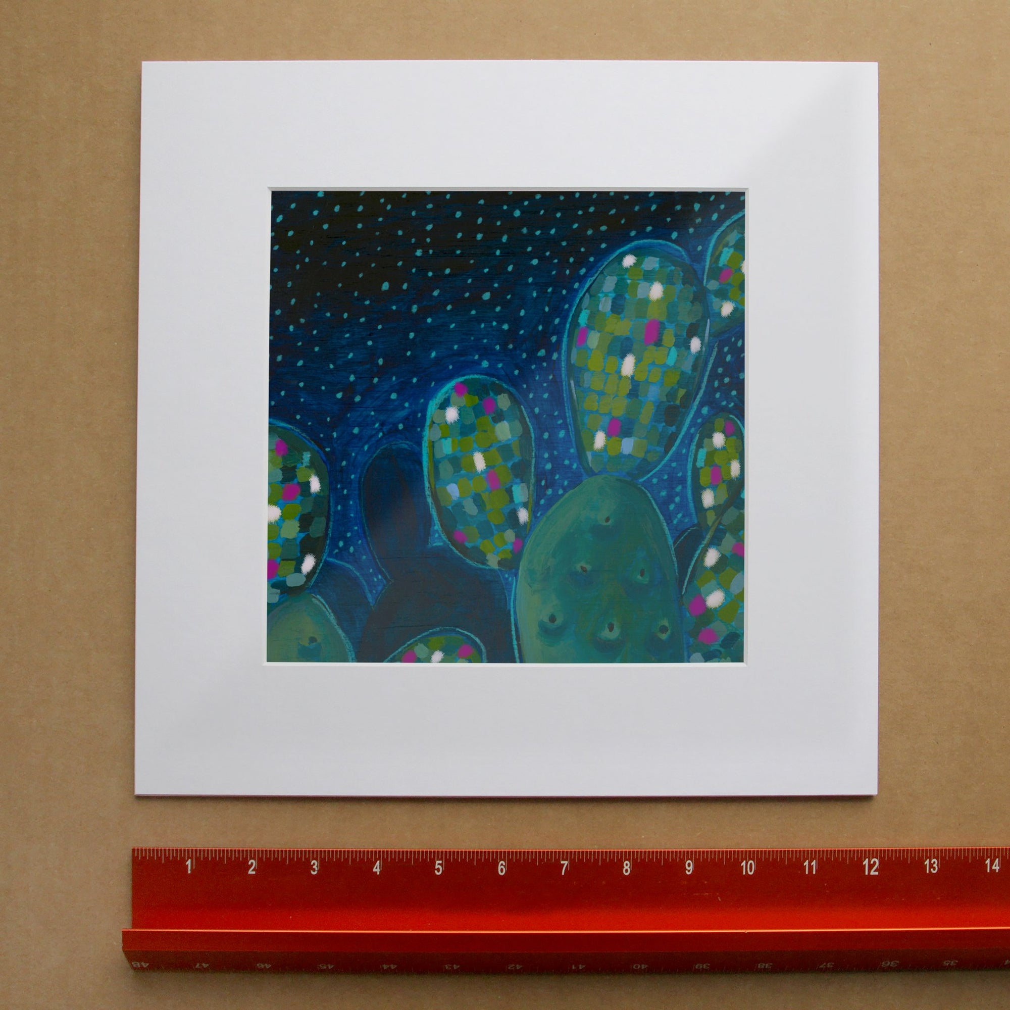 Disco Cactus Pink cactus art print by Caya Crum — framed room mockup