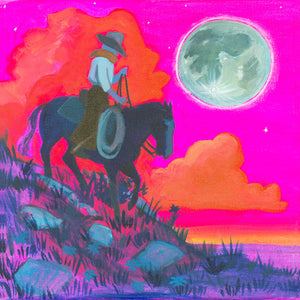 Cowboy & Cowgirl Full Moon — original painting by Caya Crum