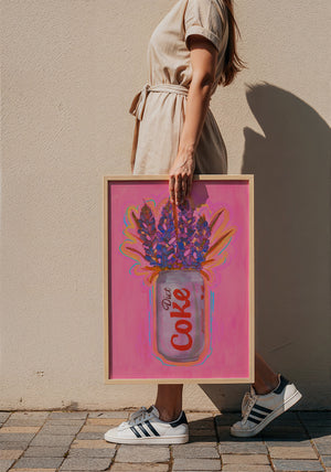 Diet Coke & Bluebonnets kitchen art print by Caya Crum — framed with velvet mat