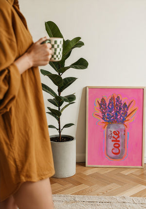 Diet Coke & Bluebonnets kitchen art print by Caya Crum — framed with velvet mat