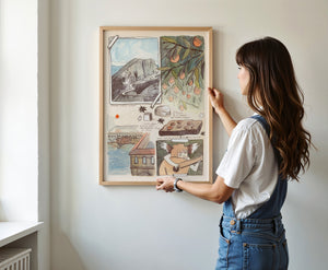 Florence Sketchbook travel art print by Caya Crum — framed vertical room scene