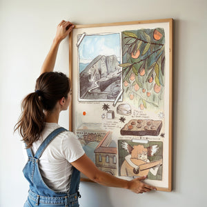 Florence Sketchbook travel art print by Caya Crum — framed vertical room scene