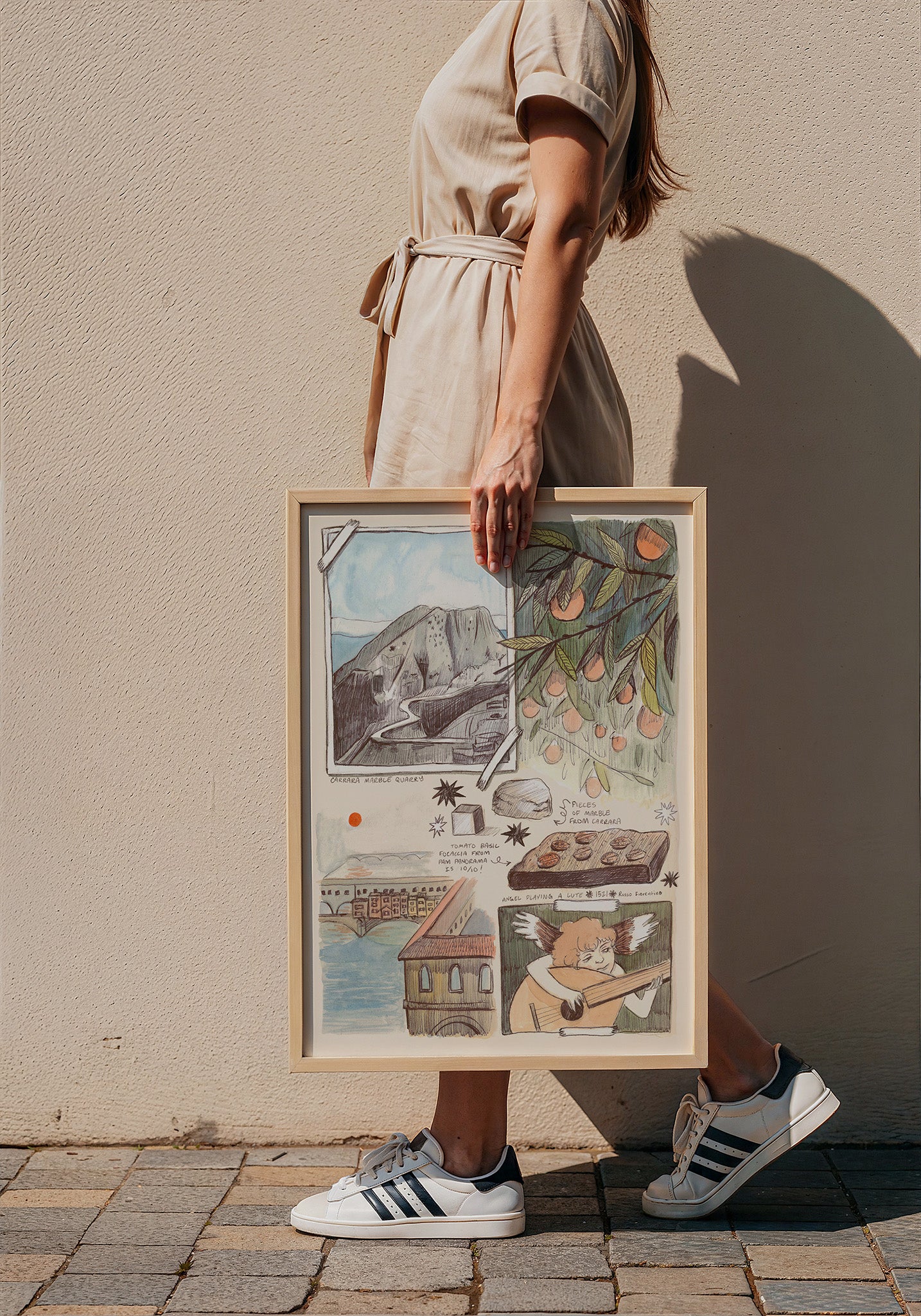 Florence Sketchbook travel art print by Caya Crum — framed with velvet mat