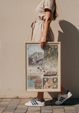 Florence Sketchbook travel art print by Caya Crum — framed with velvet mat