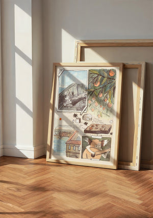 Florence Sketchbook travel art print by Caya Crum — neutral frame room mockup