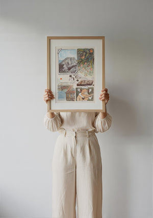 Florence Sketchbook travel art print by Caya Crum — framed with velvet mat