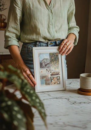 Florence Sketchbook travel art print by Caya Crum — neutral frame room mockup