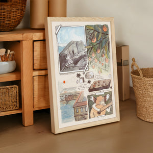 Florence Sketchbook travel art print by Caya Crum — framed vertical room scene