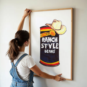Ranch Style Beans Sketchbook kitchen art print by Caya Crum — framed vertical room scene