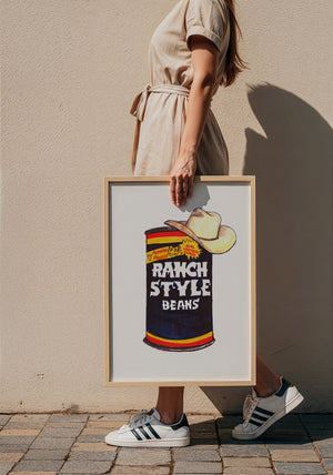 Ranch Style Beans Sketchbook kitchen art print by Caya Crum — framed with velvet mat