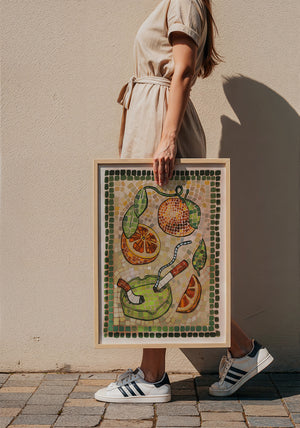 Cigarettes & Oranges Mosaic weirdcore art print by Caya Crum — framed with velvet mat