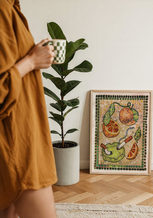 Cigarettes & Oranges Mosaic weirdcore art print by Caya Crum — framed with velvet mat