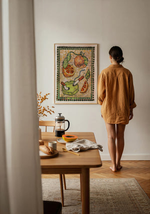 Cigarettes & Oranges Mosaic weirdcore art print by Caya Crum — framed with velvet mat