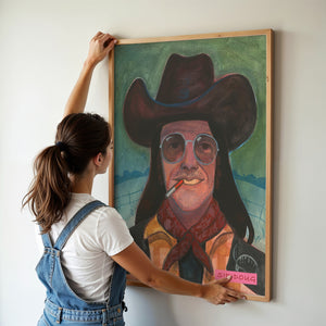 Sir Doug Sahm music wall art print by Caya Crum — framed vertical room scene