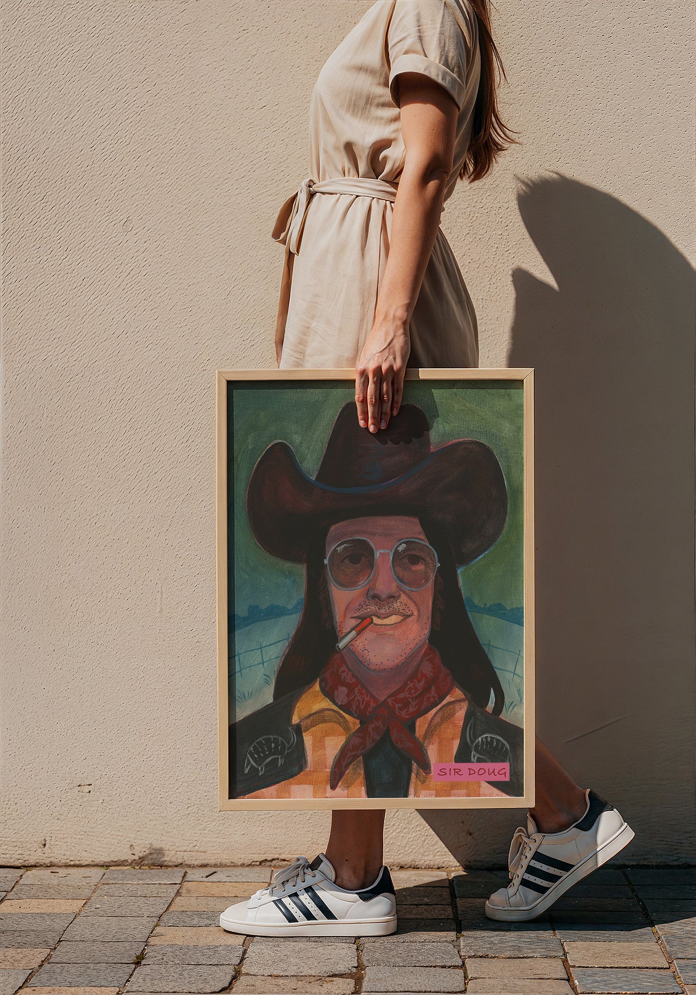 Sir Doug Sahm music wall art print by Caya Crum — framed with velvet mat