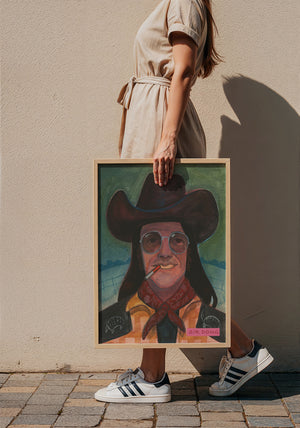 Sir Doug Sahm music wall art print by Caya Crum — framed with velvet mat