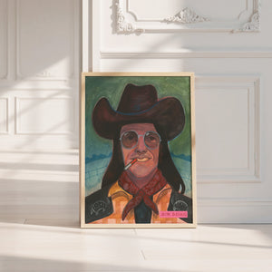 Sir Doug Sahm music wall art print by Caya Crum — neutral frame room mockup