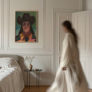 Sir Doug Sahm music wall art print by Caya Crum — framed vertical room scene