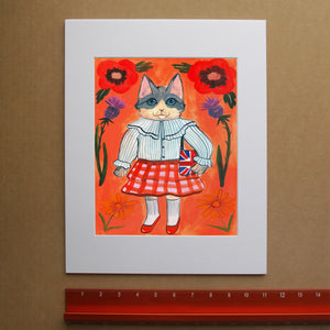 English Schoolgirl Cat cat art print by Caya Crum — framed vertical room scene