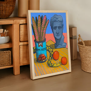Vienna Sausage Picnic Greco Roman art print by Caya Crum — framed vertical room scene