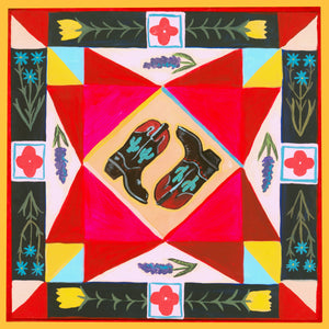Cowboy Boots Quilt Square — original painting by Caya Crum
