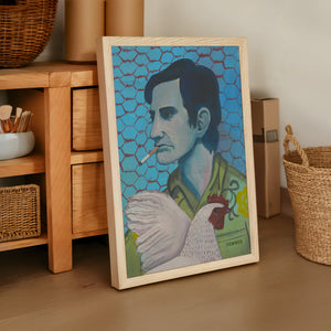Townes Van Zandt Painting music wall art print by Caya Crum — framed vertical room scene