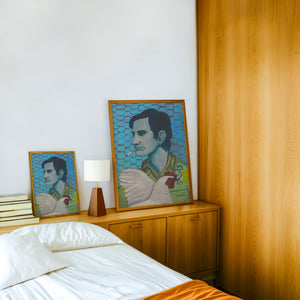 Townes Van Zandt Painting music wall art print by Caya Crum — framed in a wood-accent room