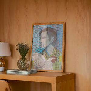 Townes Van Zandt Painting music wall art print by Caya Crum — framed in a wood-accent room