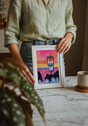 Honey Butter My Biscuits texas art print by Caya Crum — neutral frame room mockup