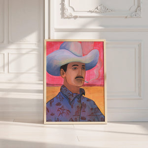 Maverick toile cowboy art print by Caya Crum on a white wall