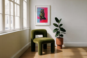 Raccoon & Ranch Style Beans weirdcore art print by Caya Crum — framed with velvet mat