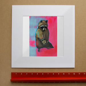 Raccoon & Ranch Style Beans weirdcore art print by Caya Crum — framed room mockup