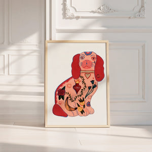 Staffordshire Tattoo Dog dog art print by Caya Crum — neutral frame room mockup