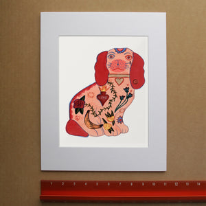Staffordshire Tattoo Dog dog art print by Caya Crum — framed room mockup