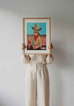Caya's World Desert Self Portrait Dr Pepper art print by Caya Crum — framed with velvet mat