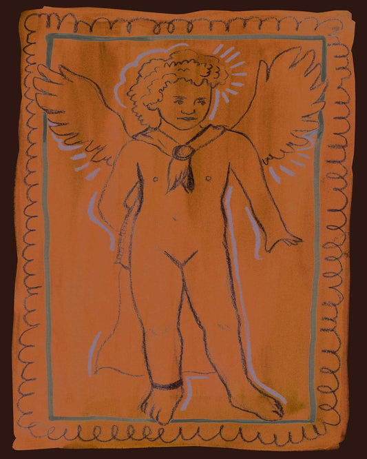 Cupid Greco Roman Print by Caya Crum, modern pop classical art on cotton rag paper with vibrant archival inks
