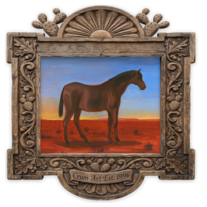 Horse Art | Sunset Horse | Caya Crum — art print in a carved wood frame, Crum Art