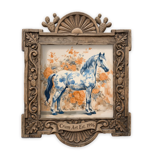 Blue & White Full Body Horse — one of the 3 prints in The Pasture Set | Crum Art