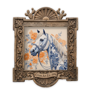Blue & White Horse — one of the 3 prints in The Stable Set | Crum Art