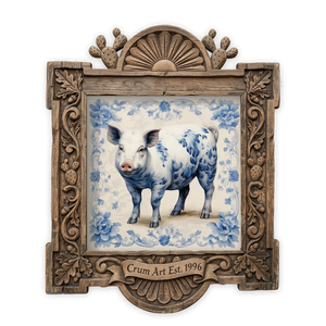 Blue & White Pig — one of the 3 prints in The Barnyard Set | Crum Art