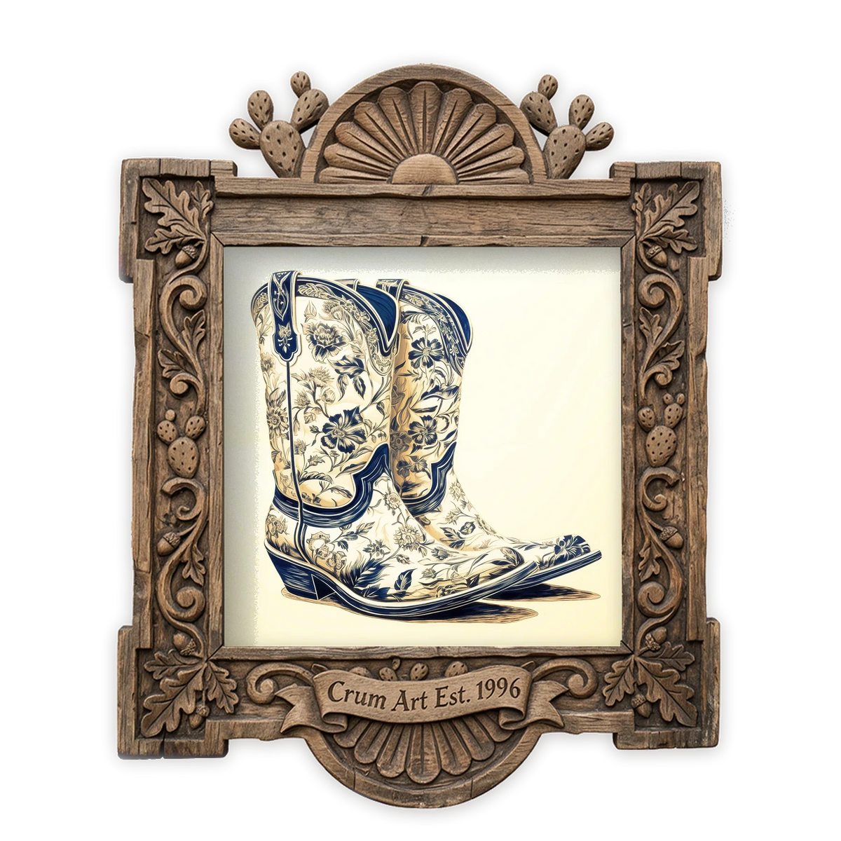 Chinoiserie Floral Cowboy Boots — one of the 3 prints in The Cowboy Boots Set | Crum Art