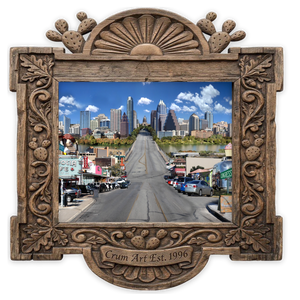 Austin Art | South Congress Avenue Print | Crum Art — art print in a carved wood frame, Crum Art