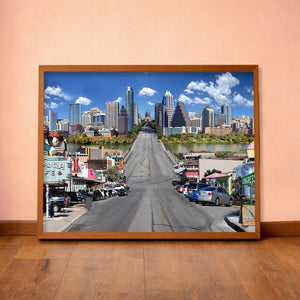 South Congress Beatles Austin print by Caya Crum — horizontal room scene