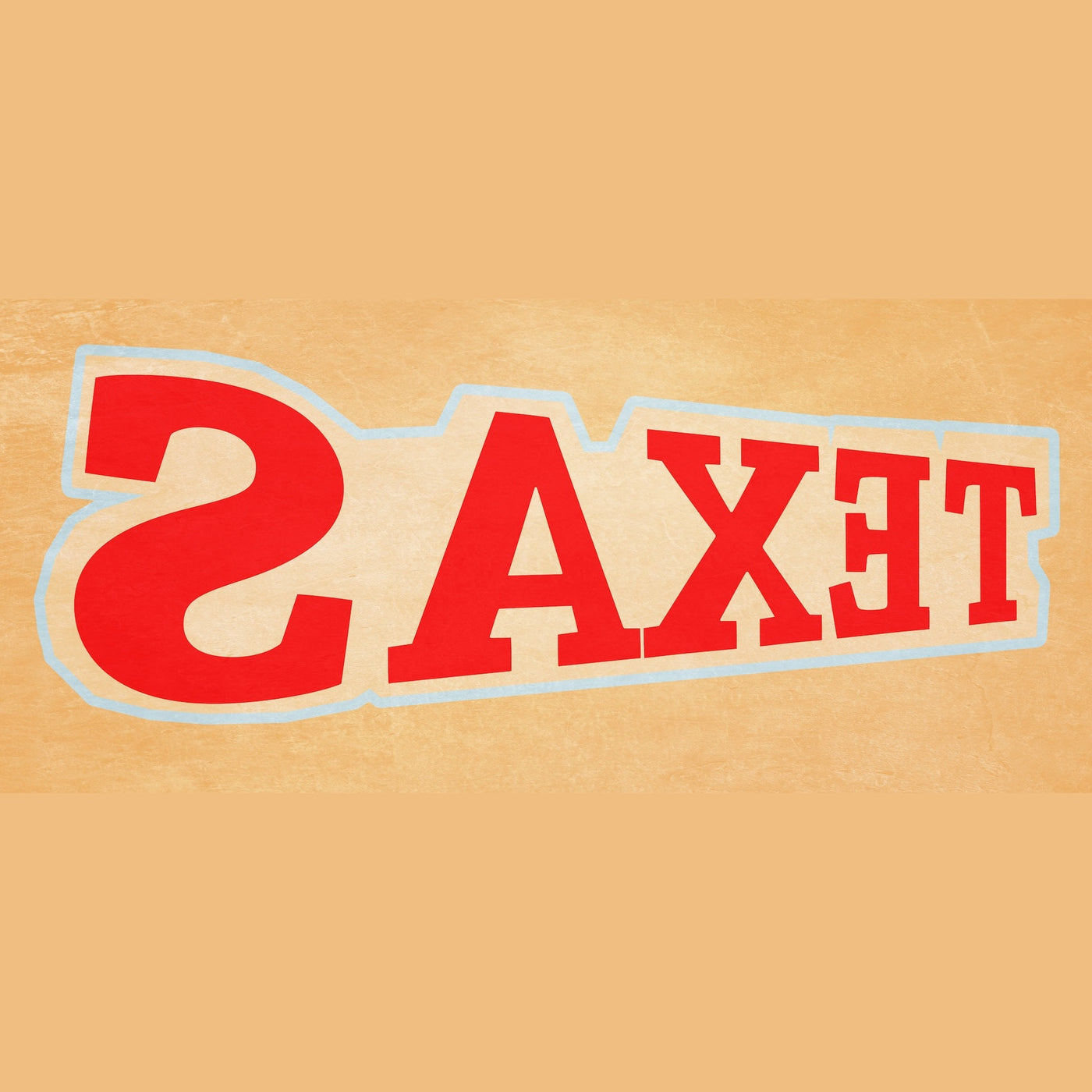 Backwards Texas print by Betsy Crum — colorful absurd Texas wall art and bathroom decor