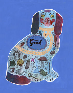 Cottage Core Dog Print — Blue Staffordshire Good Dog | Caya Crum Art Crum Art